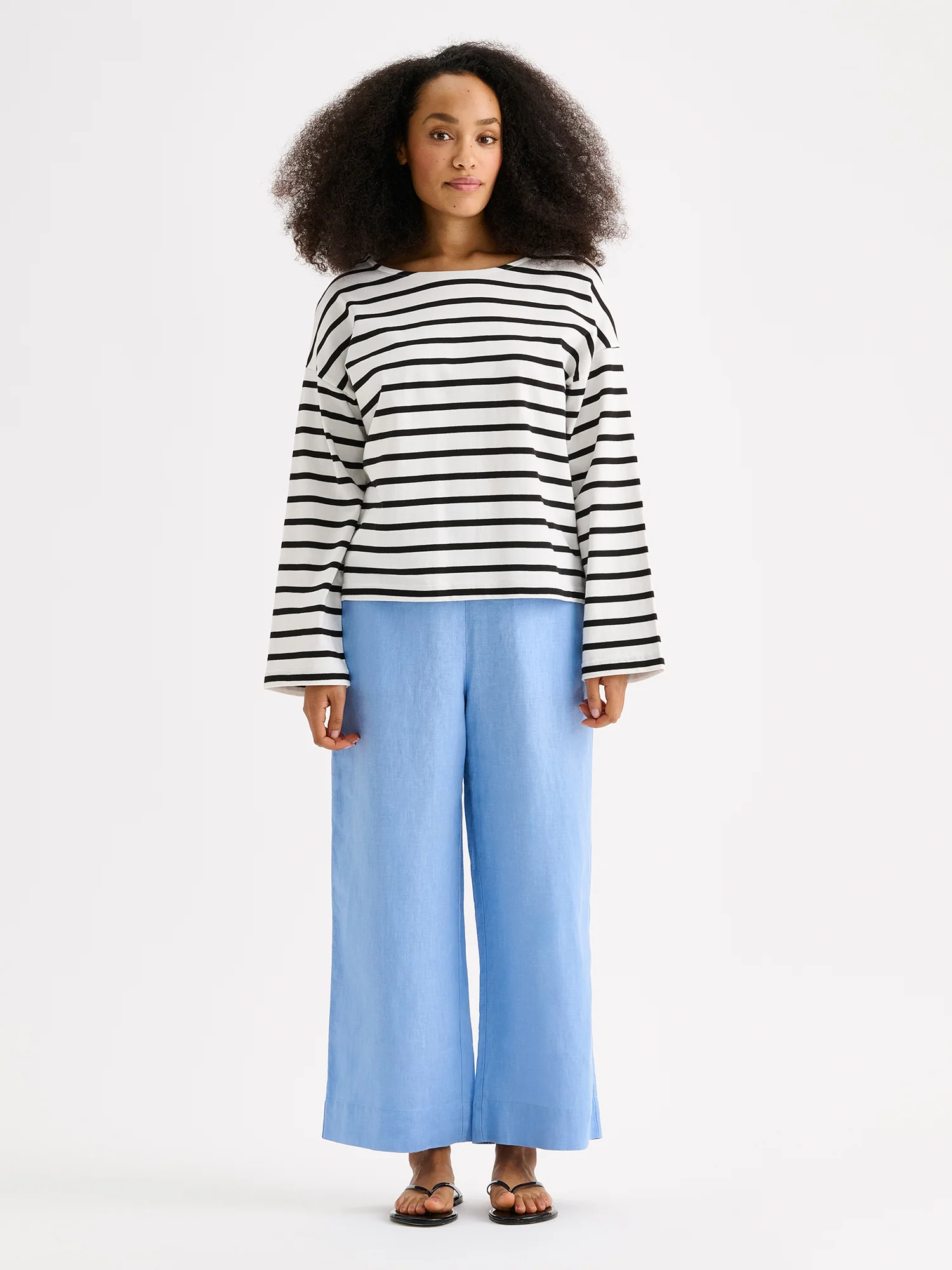SAARI culottes-pellavahousut - sininen