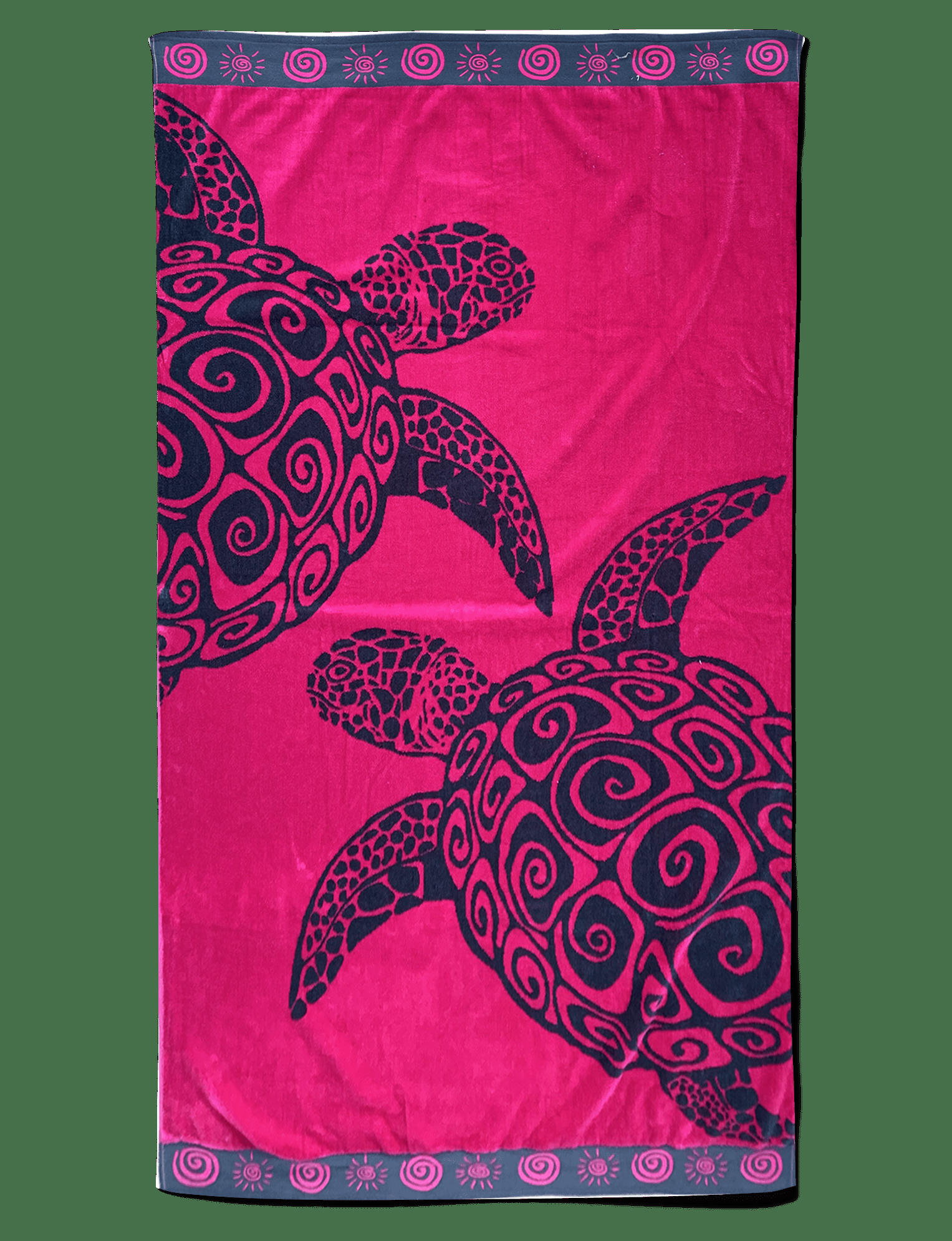 PLAGE - Serviette de plage Tortue fuschia turtles rose 100 x 175