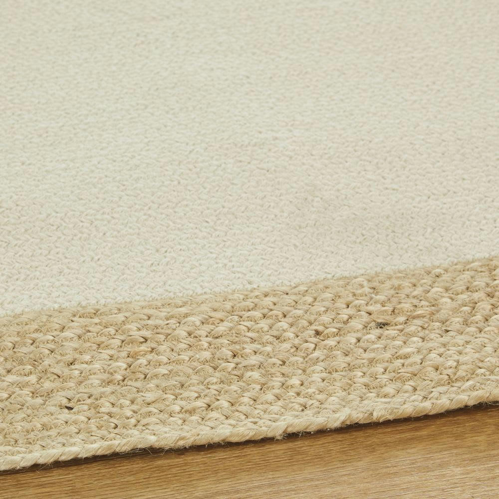 TIVOLAGGIO - Tapis ovale en coton recyclé et jute tissé blanc et beige 140x200