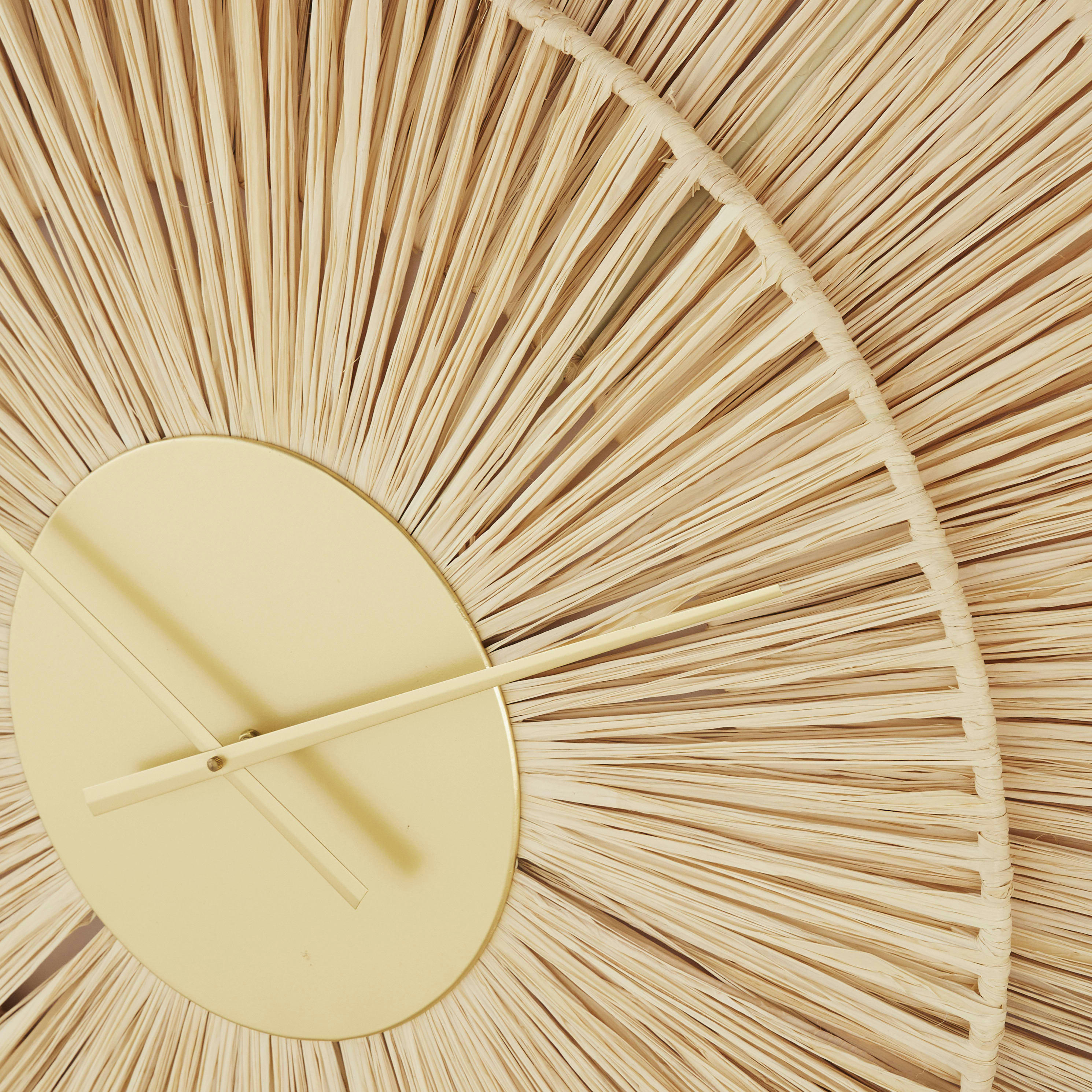 COUTADA - Horloge murale ronde en raphia et métal doré D100
