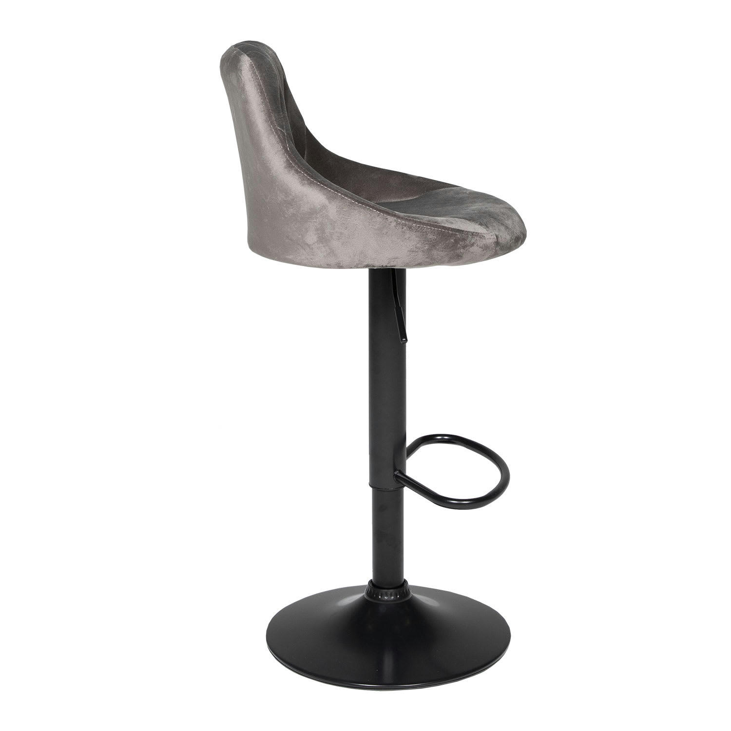 ROBIN - Tabouret de bar en velours gris