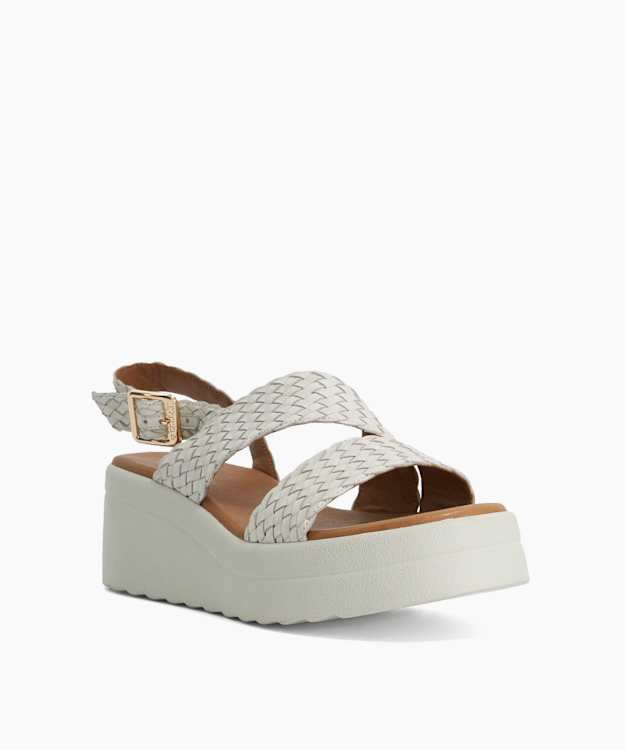Kerbie Ecru - Woven Wedge Sandals