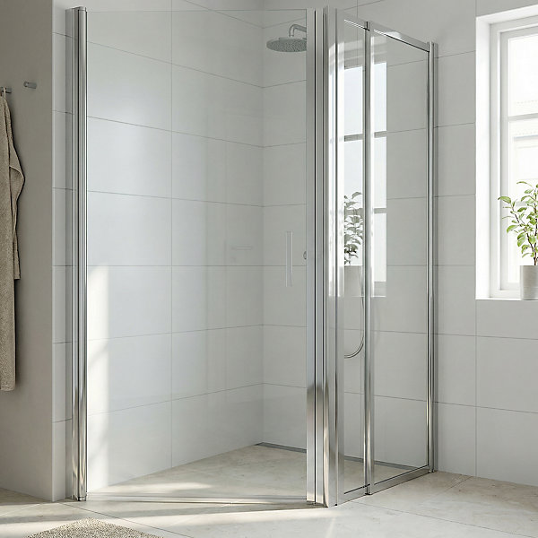 Complément d'ouverture l.40 x H.195 cm, verre transparent, profilés alu chrome, GoodHome Ledava