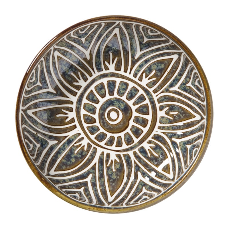 Schaaltje Nori rond - blauw/bruin - &Oslash;12x3.5 cm