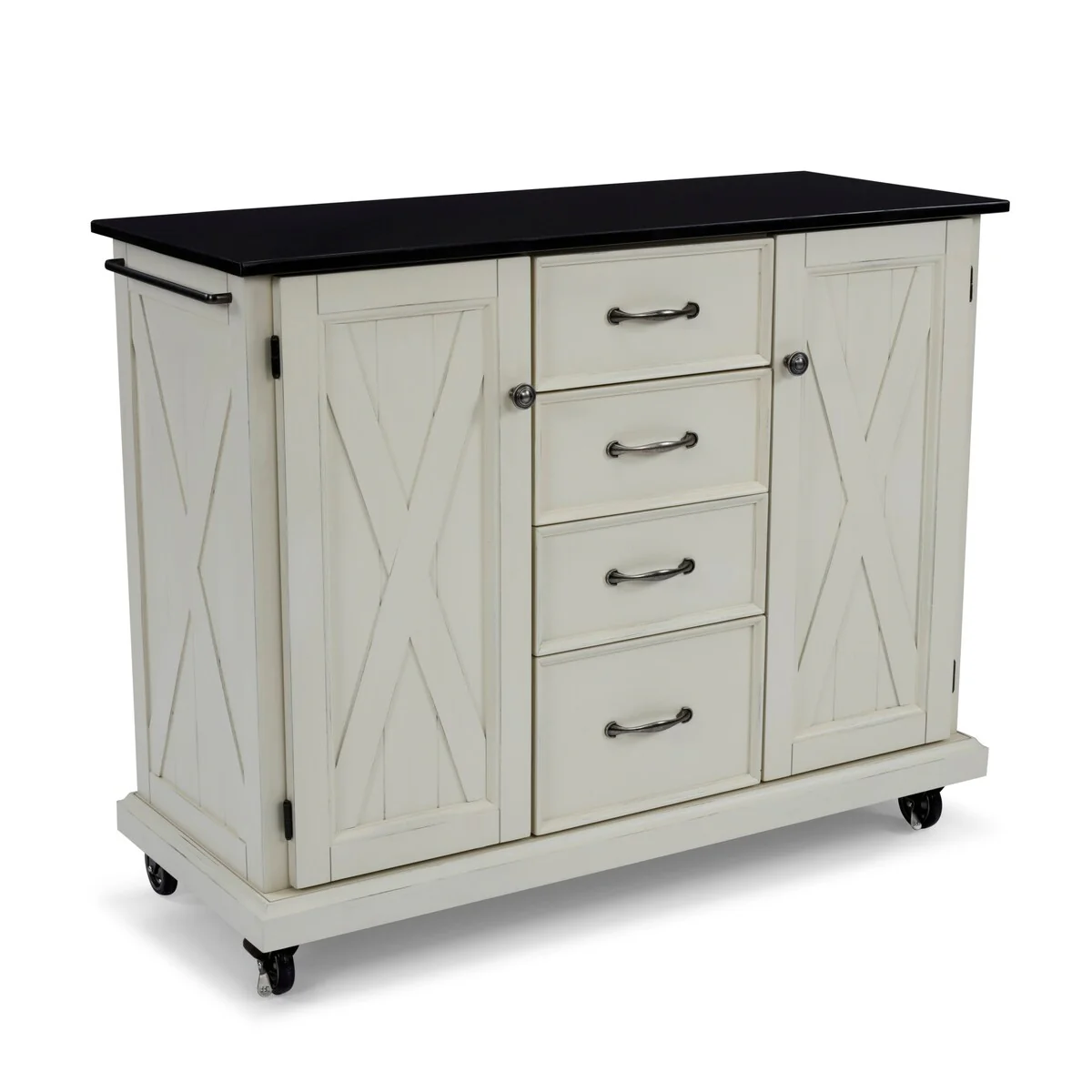 Seaside Lodge Off-White Wood Kitchen Cart - 45 x 36 x 16