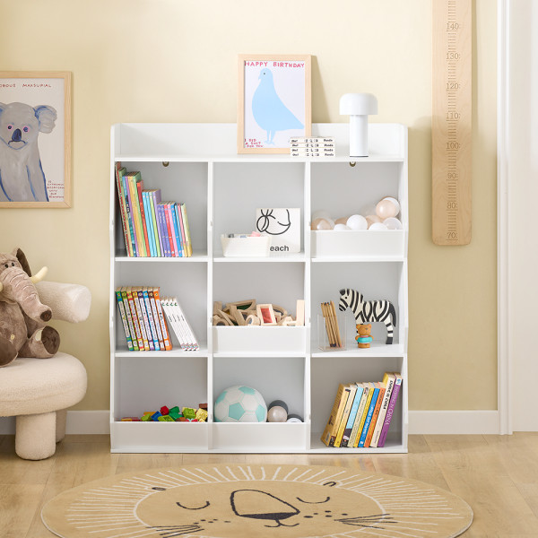 SoBuy Regał dziecięcy z 9 półkami Biały 118x42x105cm Nowoczesny KMB120-W