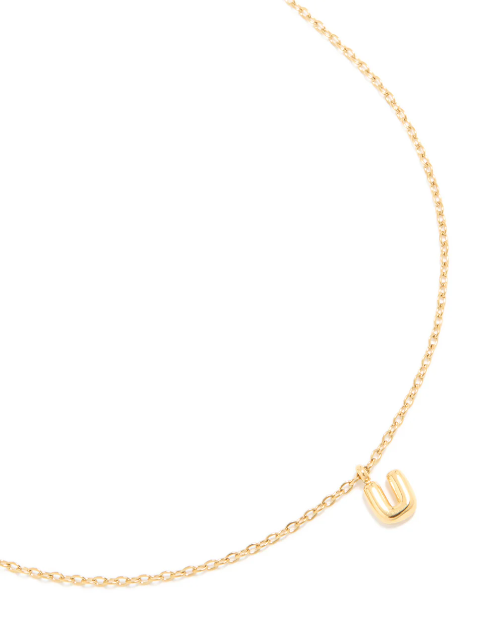 Waterproof Gold Plated Stainless Steel Mini Bubble Letter U Necklace