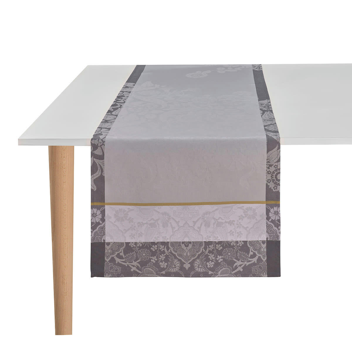 VOYAGE ICONIQUE - Chemin de table en coton zinc 50 x 150