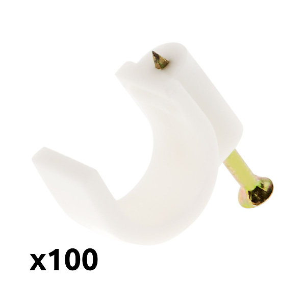 Lot de 100 crochets de fixation diamètre 6mm - Blanc - Zenitech