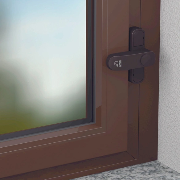 Fensterzusatzsicherung, braun, zinkdruckguss