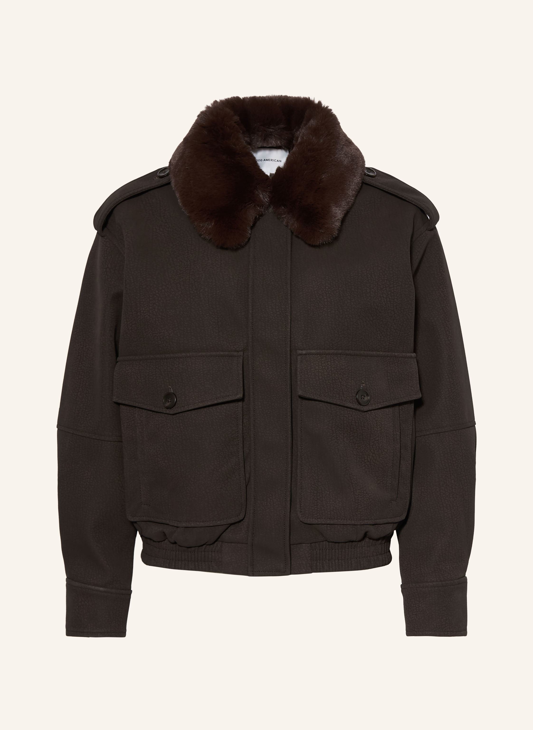 GOOD AMERICAN Blouson in Lederoptik mit abnehmbarem Kunstfell-Kragen