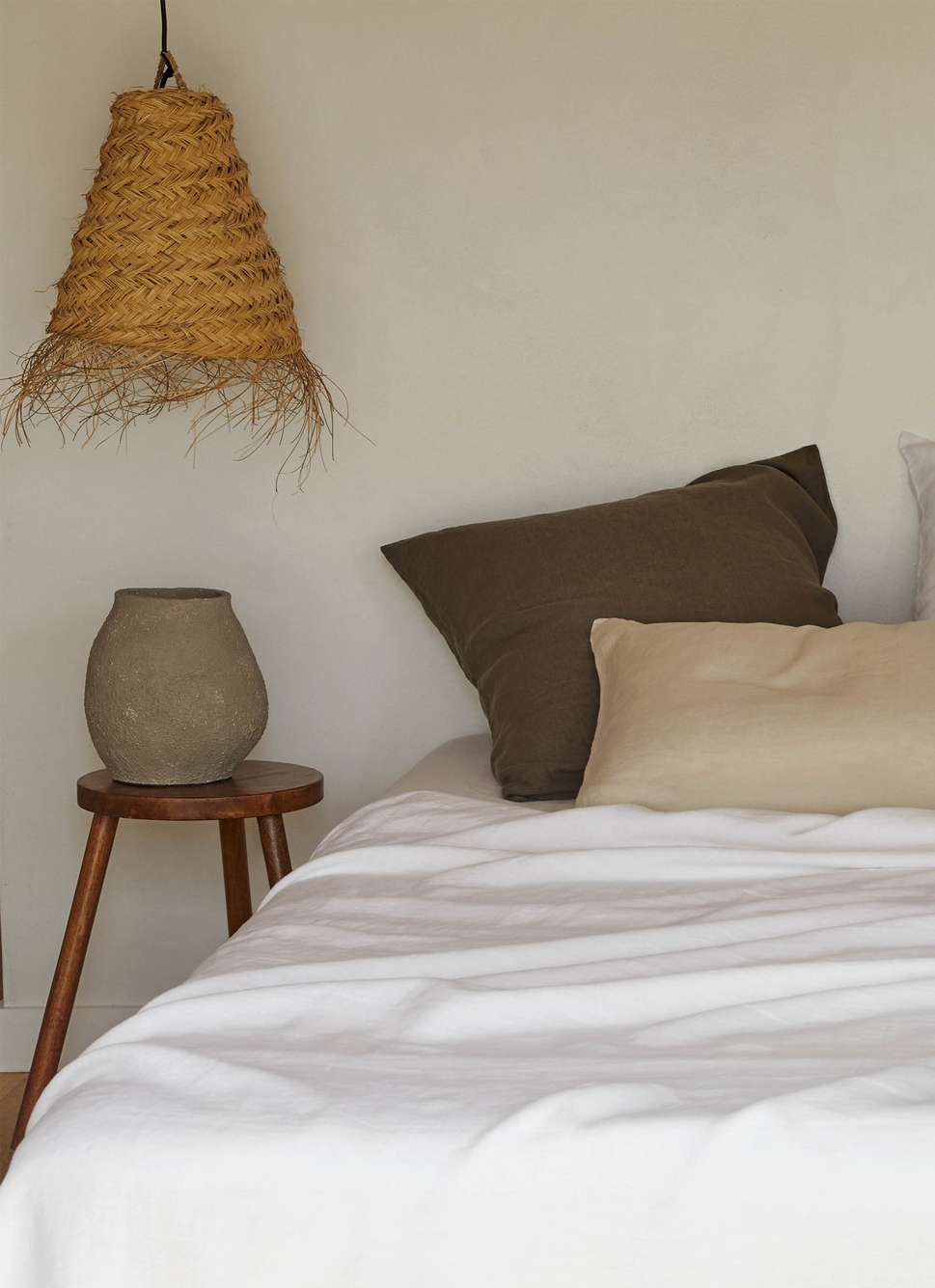 TAIE D'OREILLER UNIE EN LIN LAVÉ 165GR KAKI