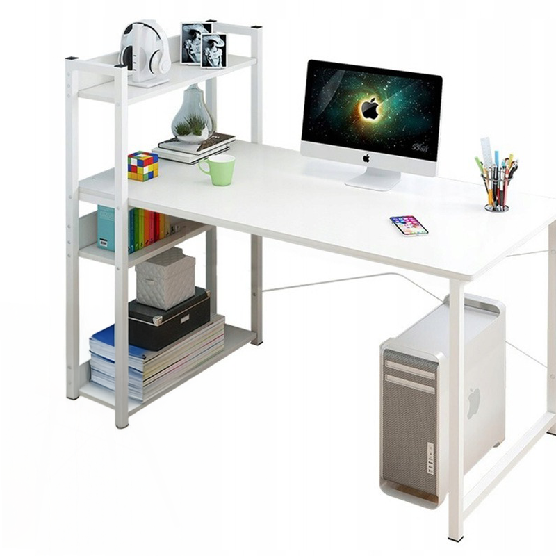 Białe biurko młodzieżowe z regałem nowoczesne