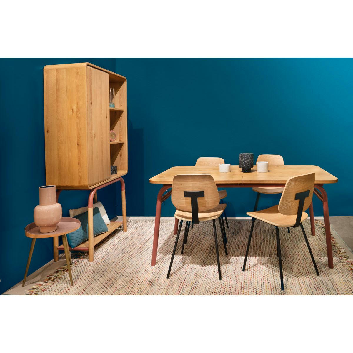 ERRA - Chaise bois plaqué frêne naturel et métal