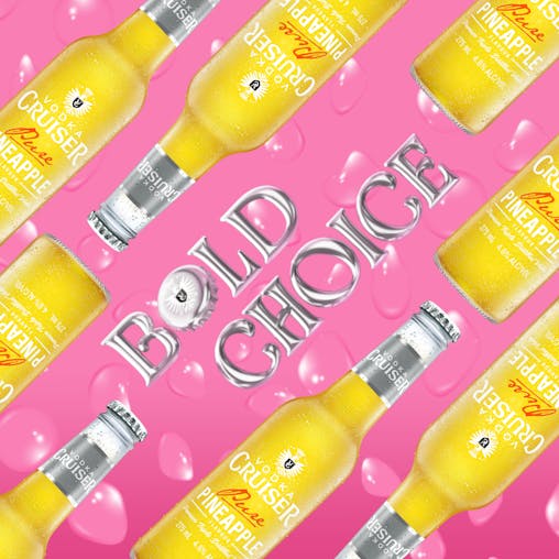 Vodka Cruiser Pure Pineapple, Refreshing Flavoured Pre-Mixed Vodka Drink, 4.6% ABV, 275mL (Case of 24 Bottles)
