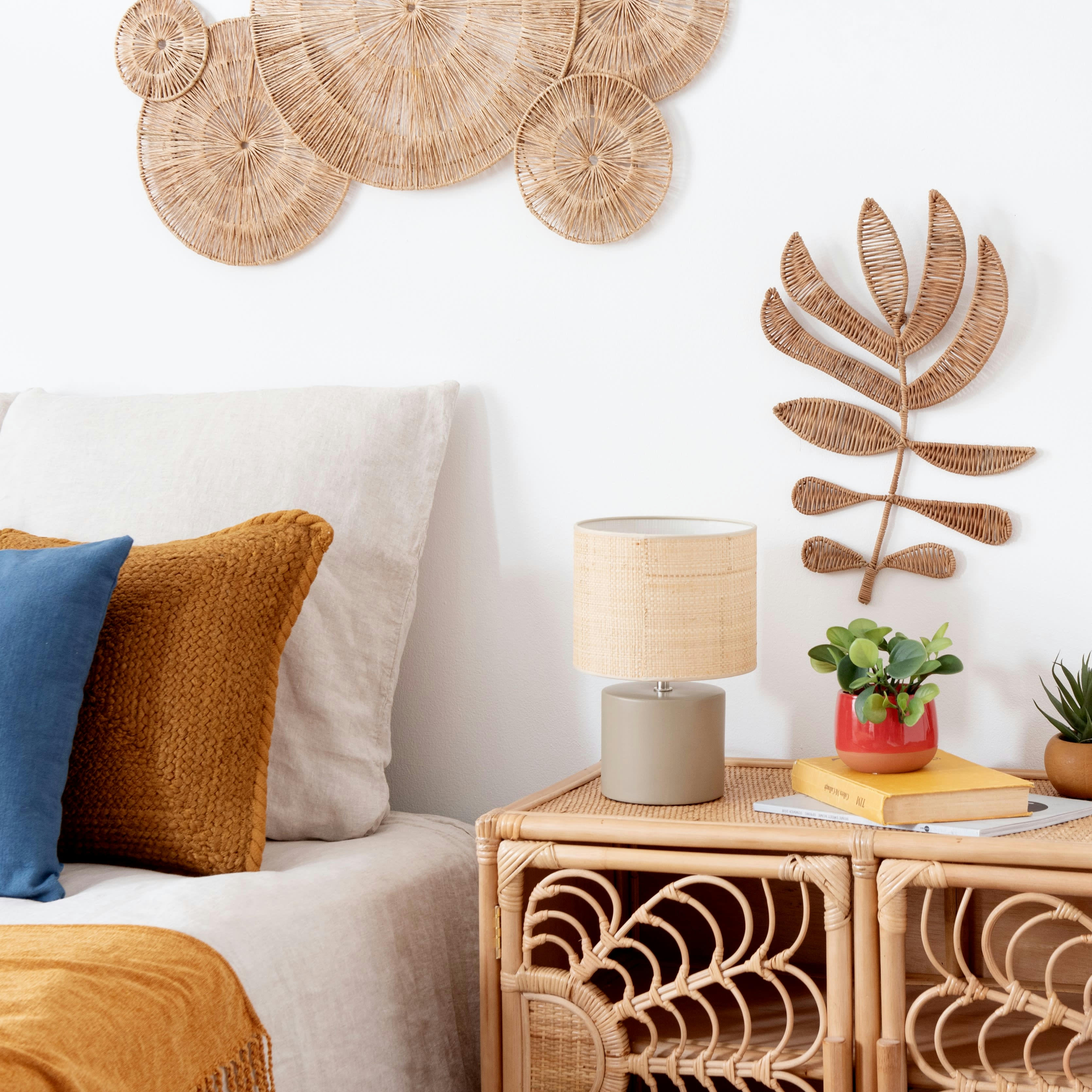 ISADORA - Déco murale branche en rotin tressé 28x46