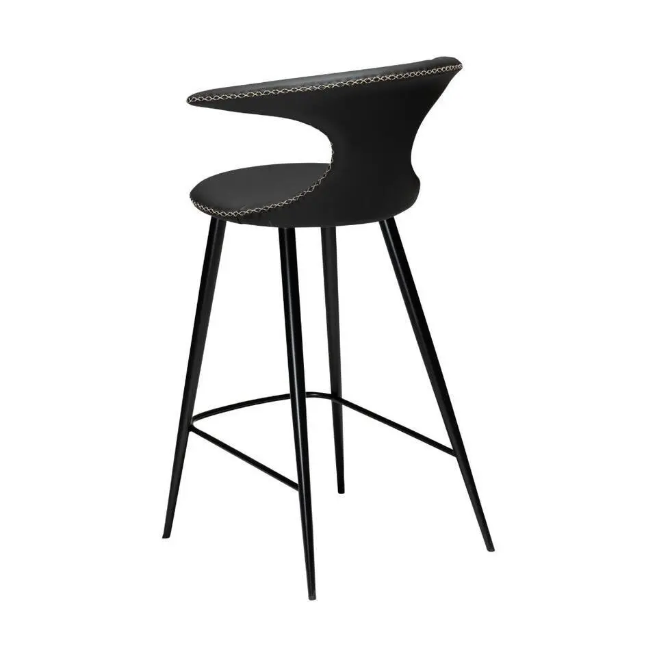 Hioshop Flair Dan-Form counterstoel echt leer zwart