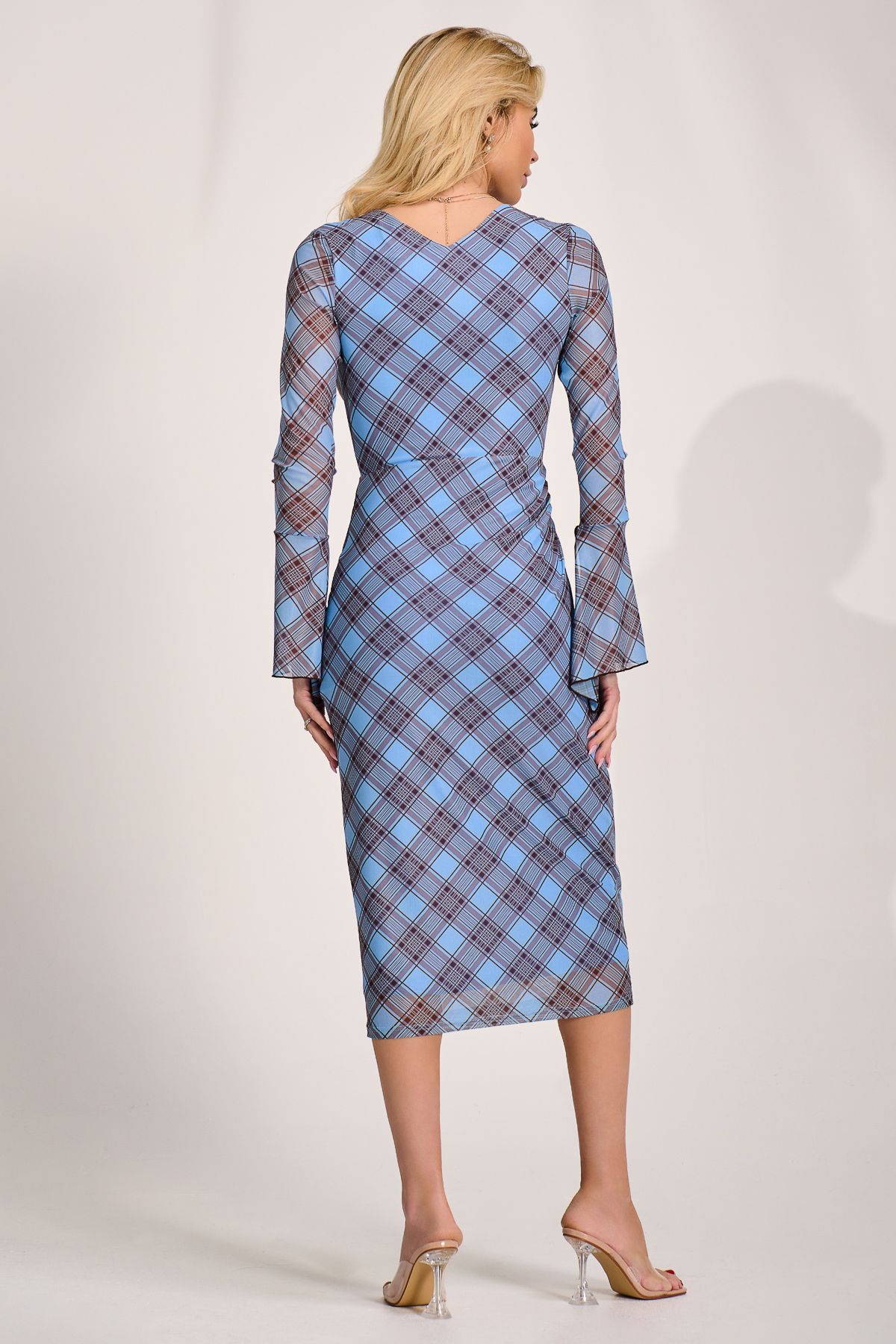 Jolie Moi Long Sleeve Mesh Bodycon Dress