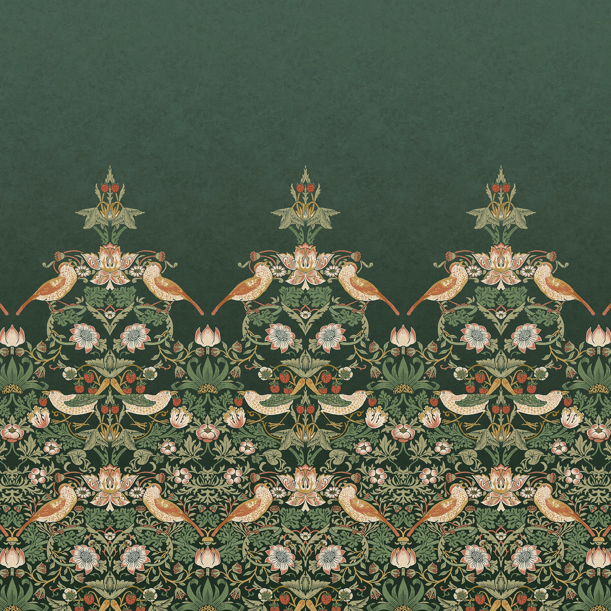 William Morris at Home Fotobehang - Strawberry Thief Green - 400x250 cm