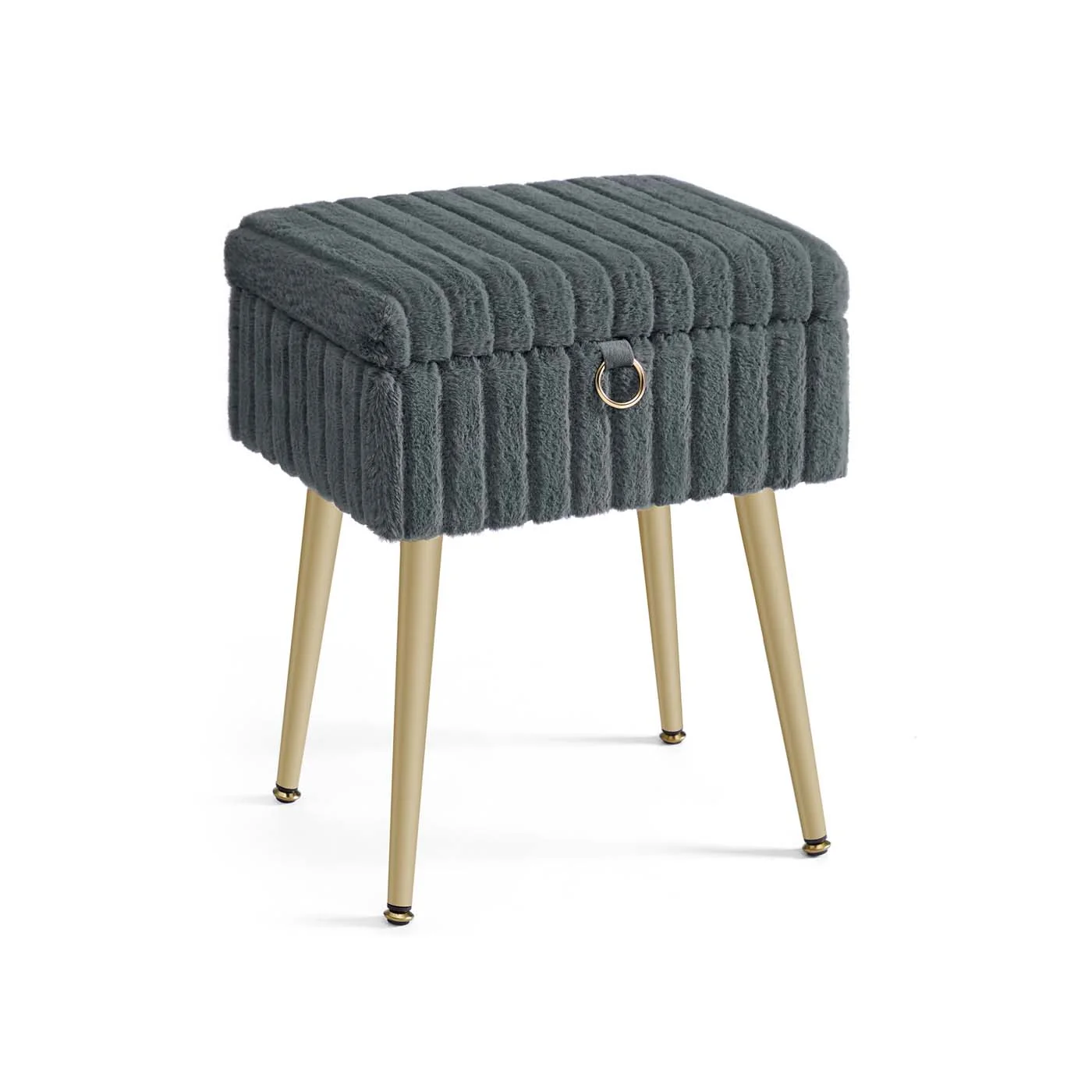 Tabouret de coiffeuse avec rangement et pieds réglables rembourré