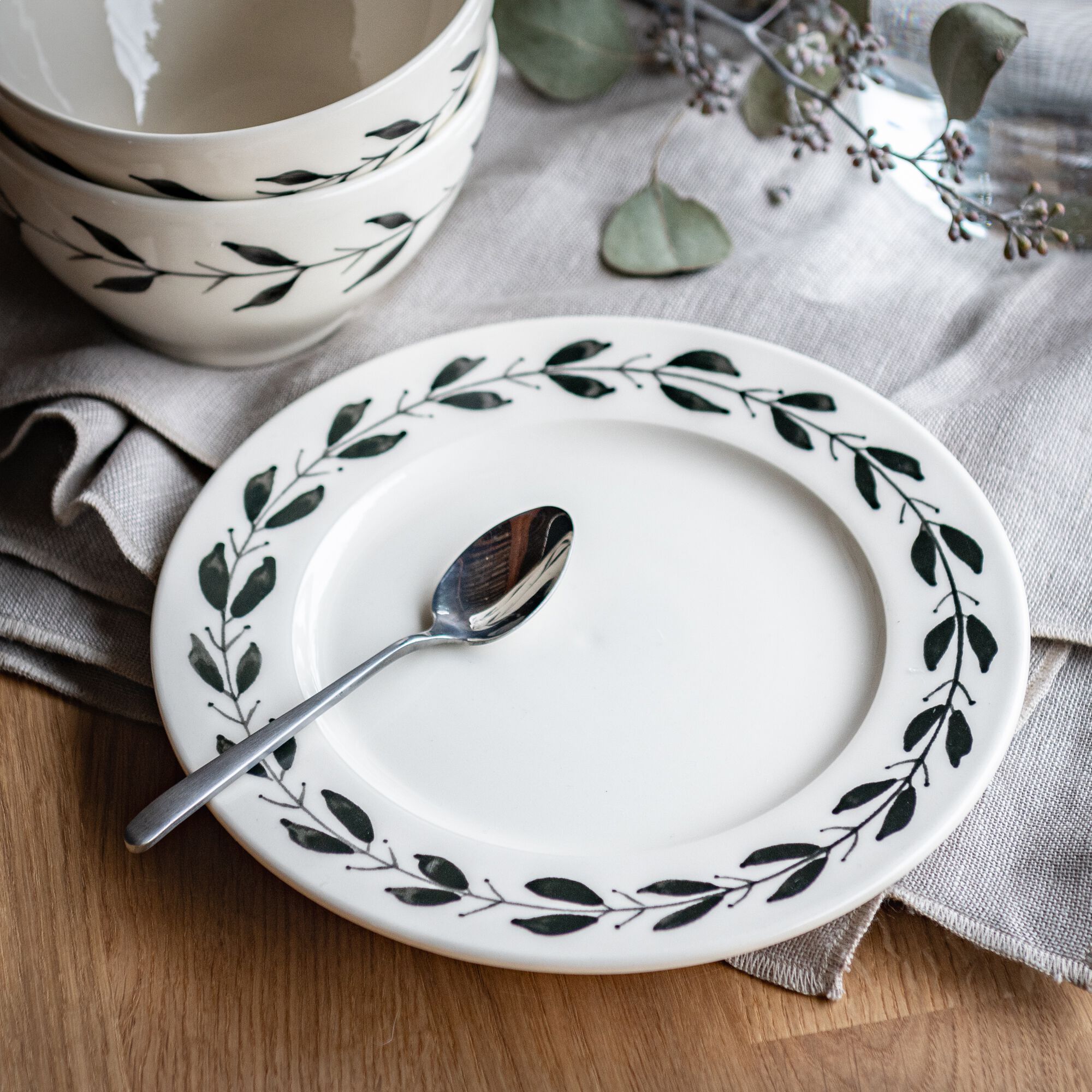 KISSOS - Assiette à dessert en faïence D22cm - blanc
