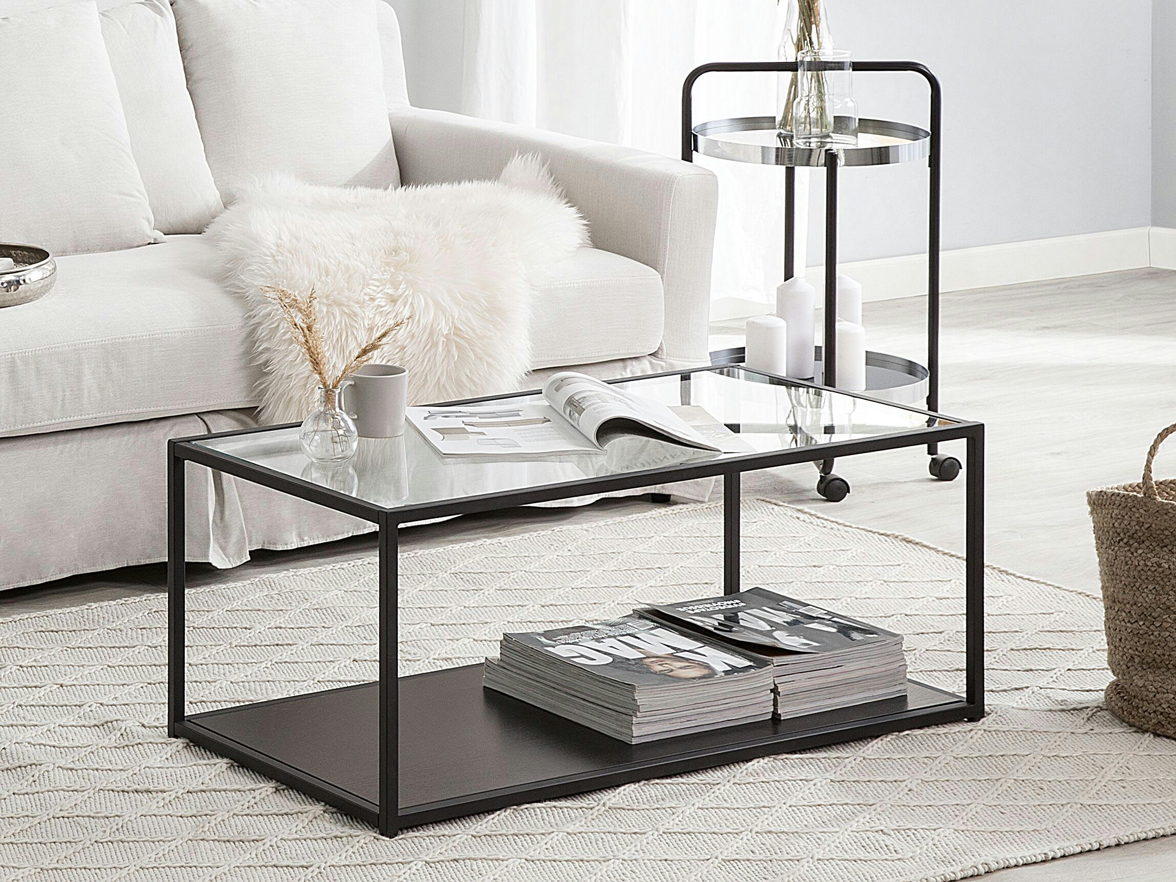 MEDORA - Table basse noire en verre