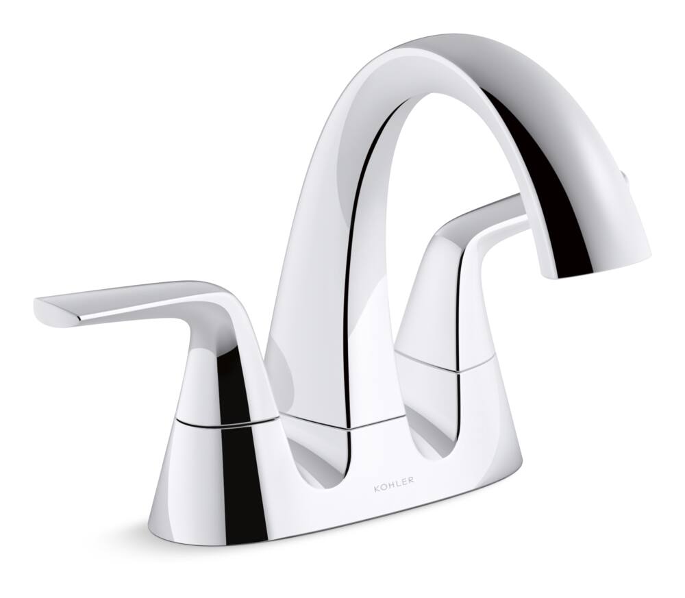 Kohler Elmbrook Double Handle High Arc 4-in Centerset Bathroom Sink Faucet Chrome
