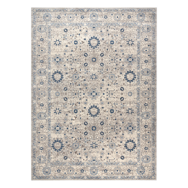 Dywan wełniany NAIN Ramka ornament 7586/51935 beż / granat 80x150 cm