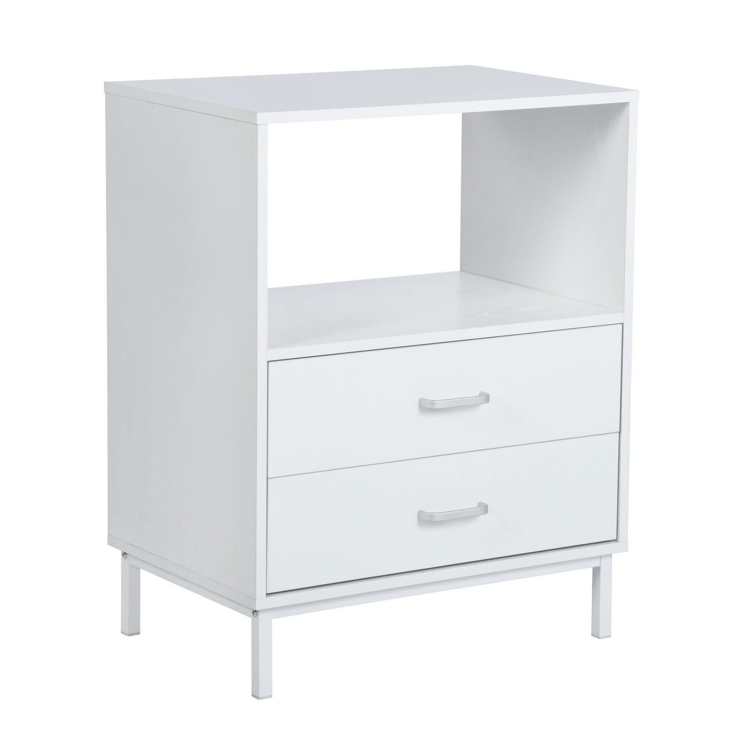- Table de chevet blanche un niche 2 tiroirs salon ou bureau ou chambre