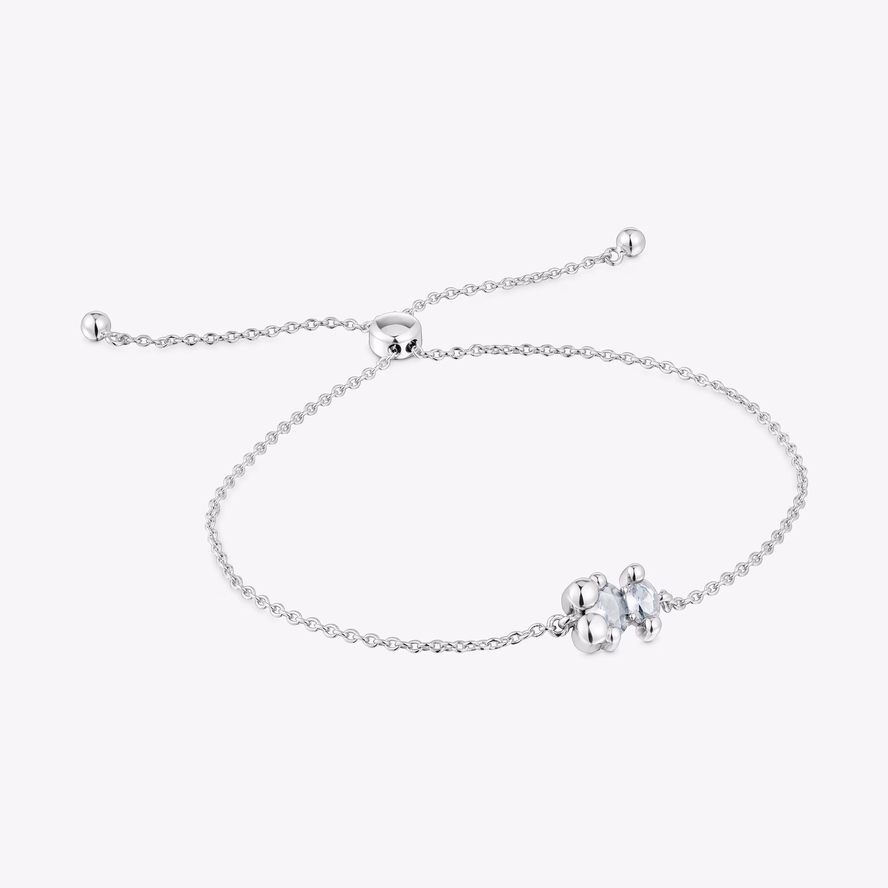 Pulsera cadena motivo oso de plata y cuarzo cristal de roca Color Bear