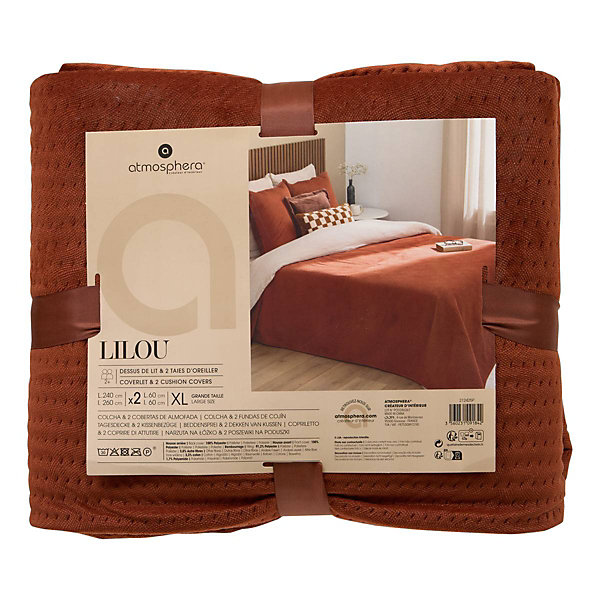 Dessus de lit Lilou terracotta 260x240cm - Atmosphera