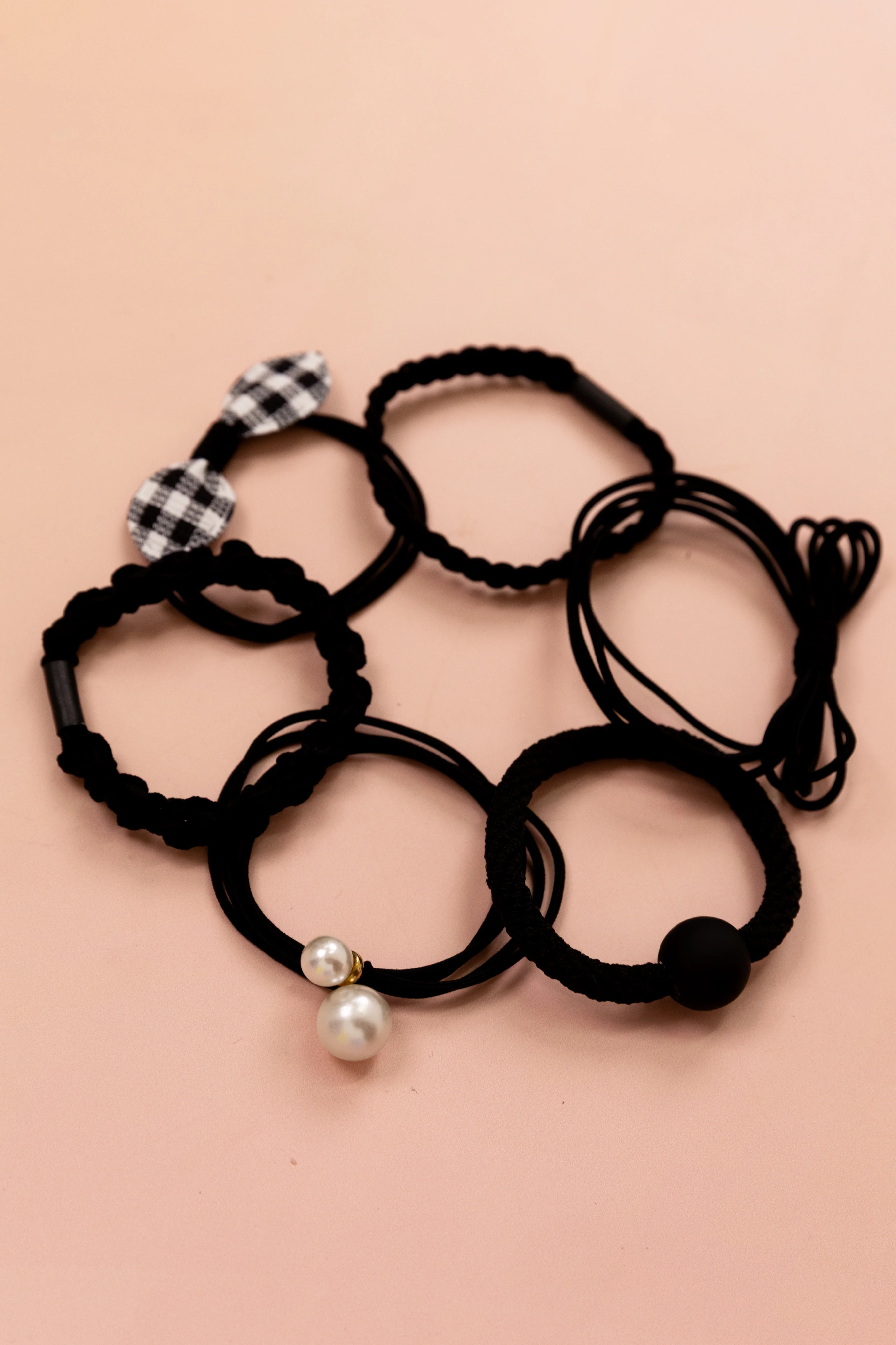 Black Mixed Hair Ties - 6 Pack