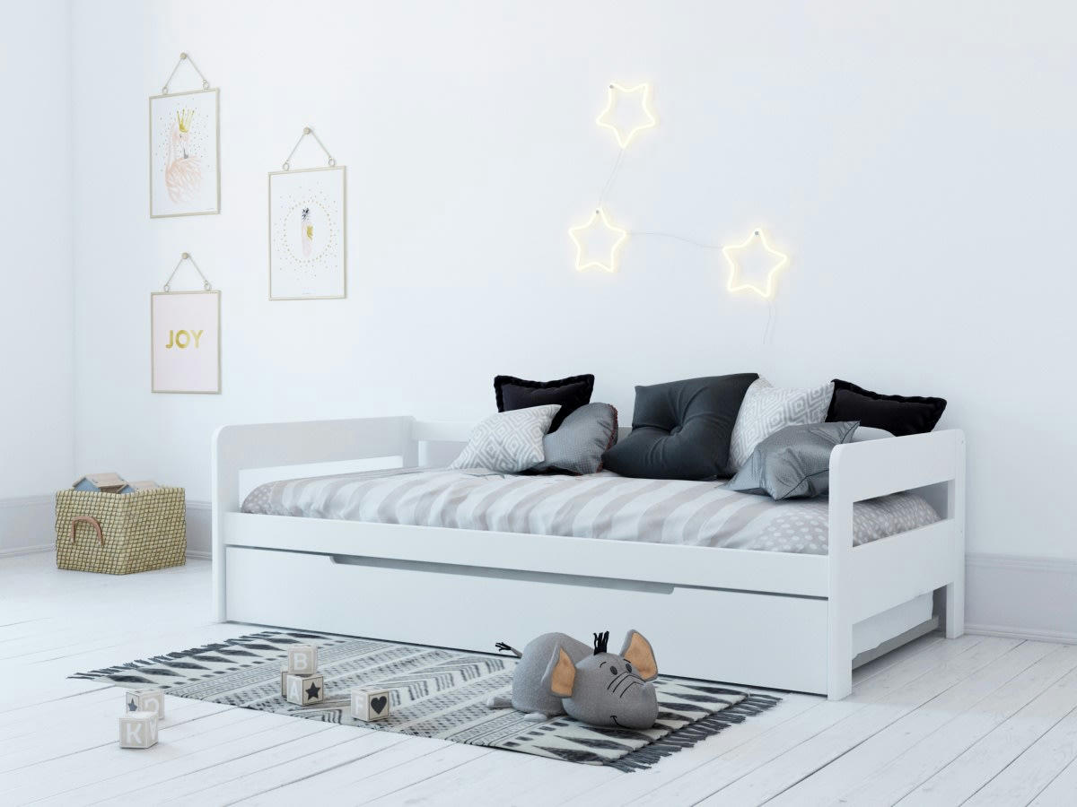 CÉCILE - Lit banquette a 90x190 blanc