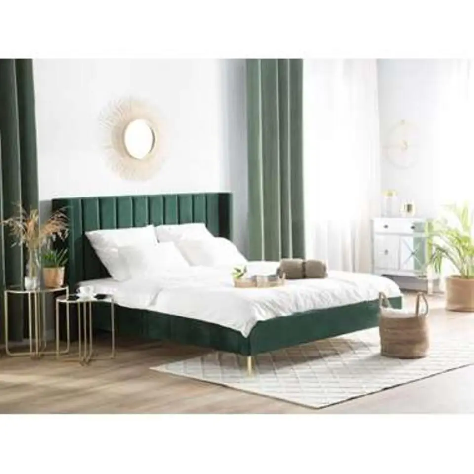 VILLETTE - Tweepersoonsbed - Groen - 160 x 200 cm - Fluweel