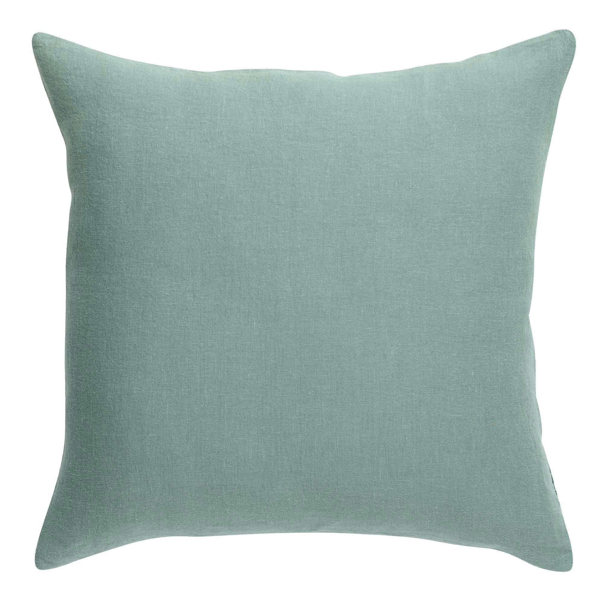 ZEFF - Coussin uni  en lin vert de gris 45 x 45