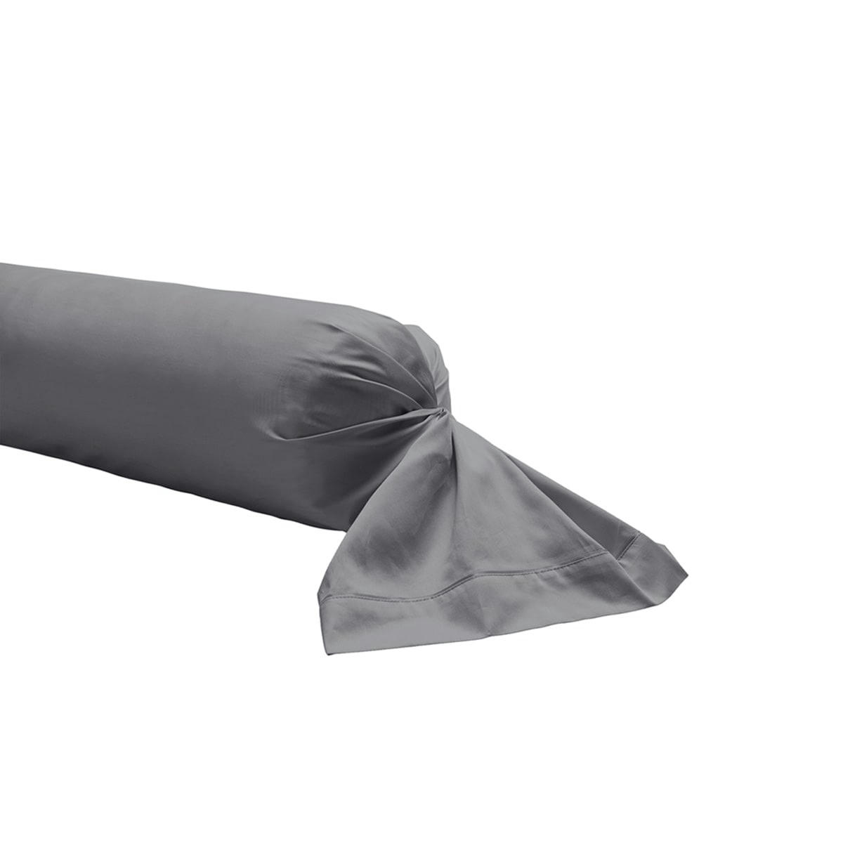 TEOPHILE - Taie de traversin en satin de coton gris 43x230