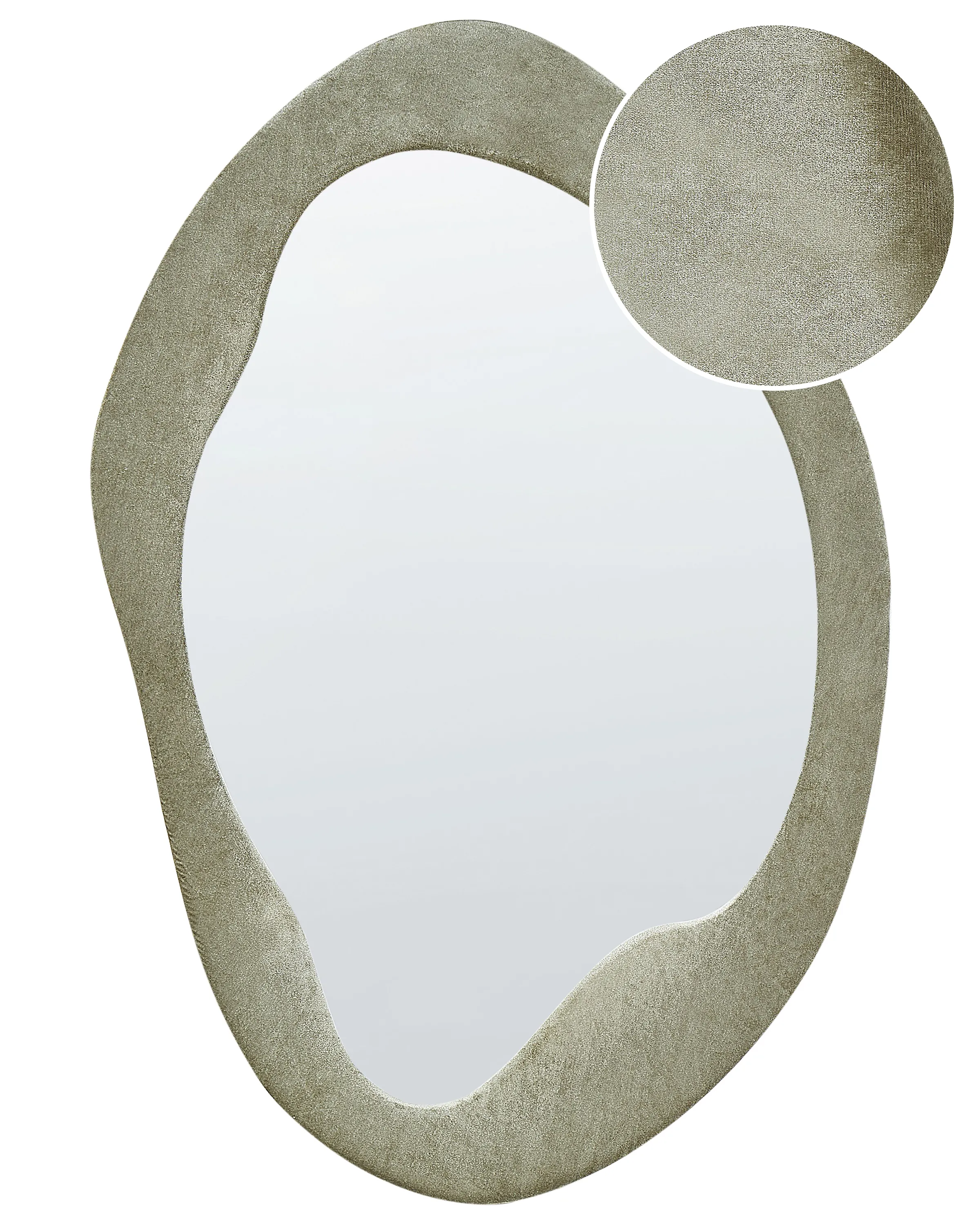 Wall Mirror LENAX 59 cm 90 cm Velvet Olive Green