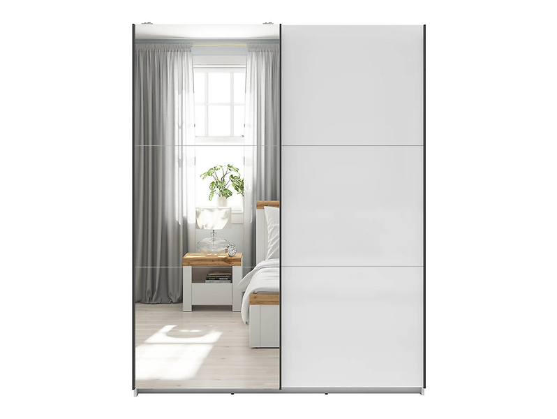 Szafa przesuwna Tetrix 153 cm z lustrem biały połysk