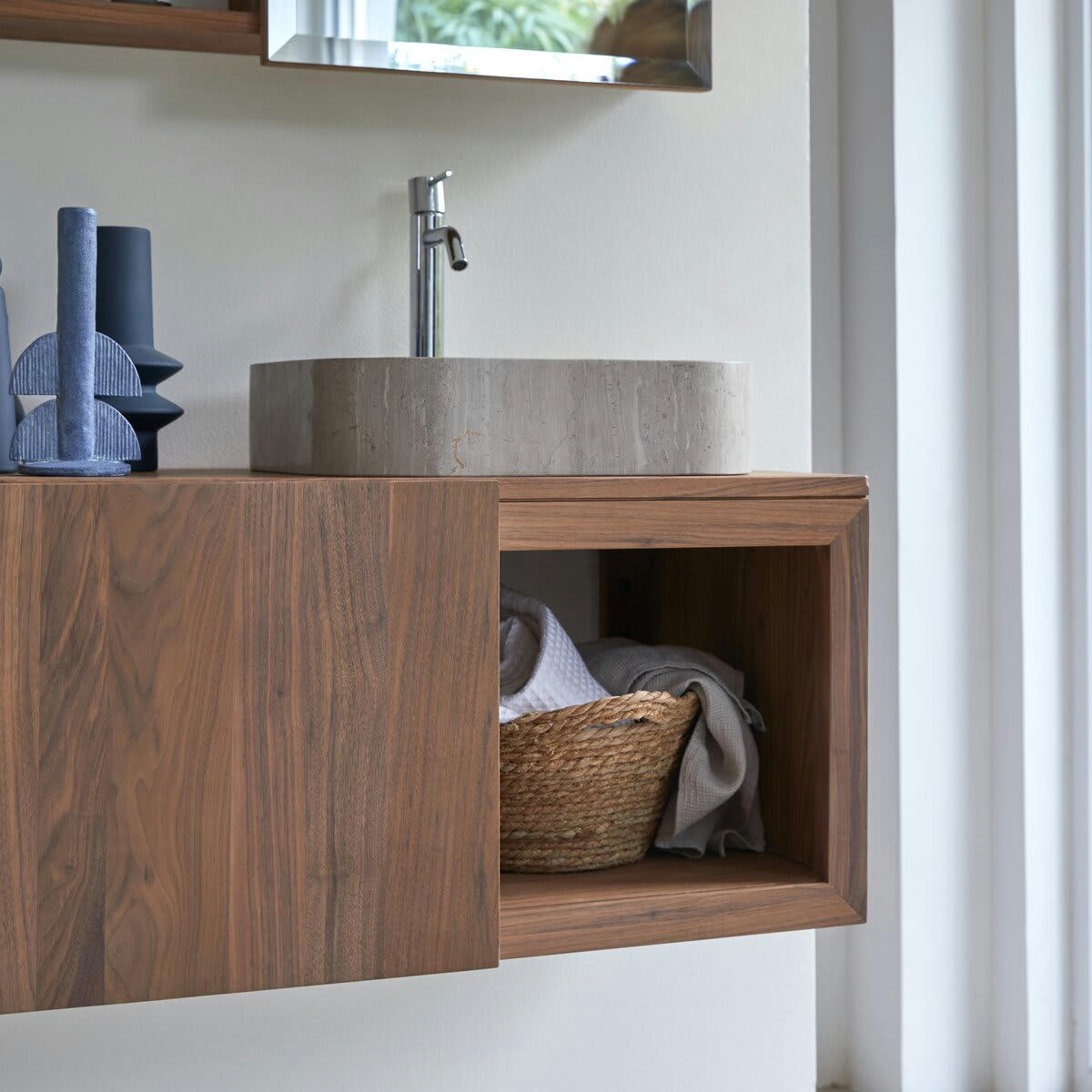 TYPO - Meuble sous vasque en noyer massif 90 cm