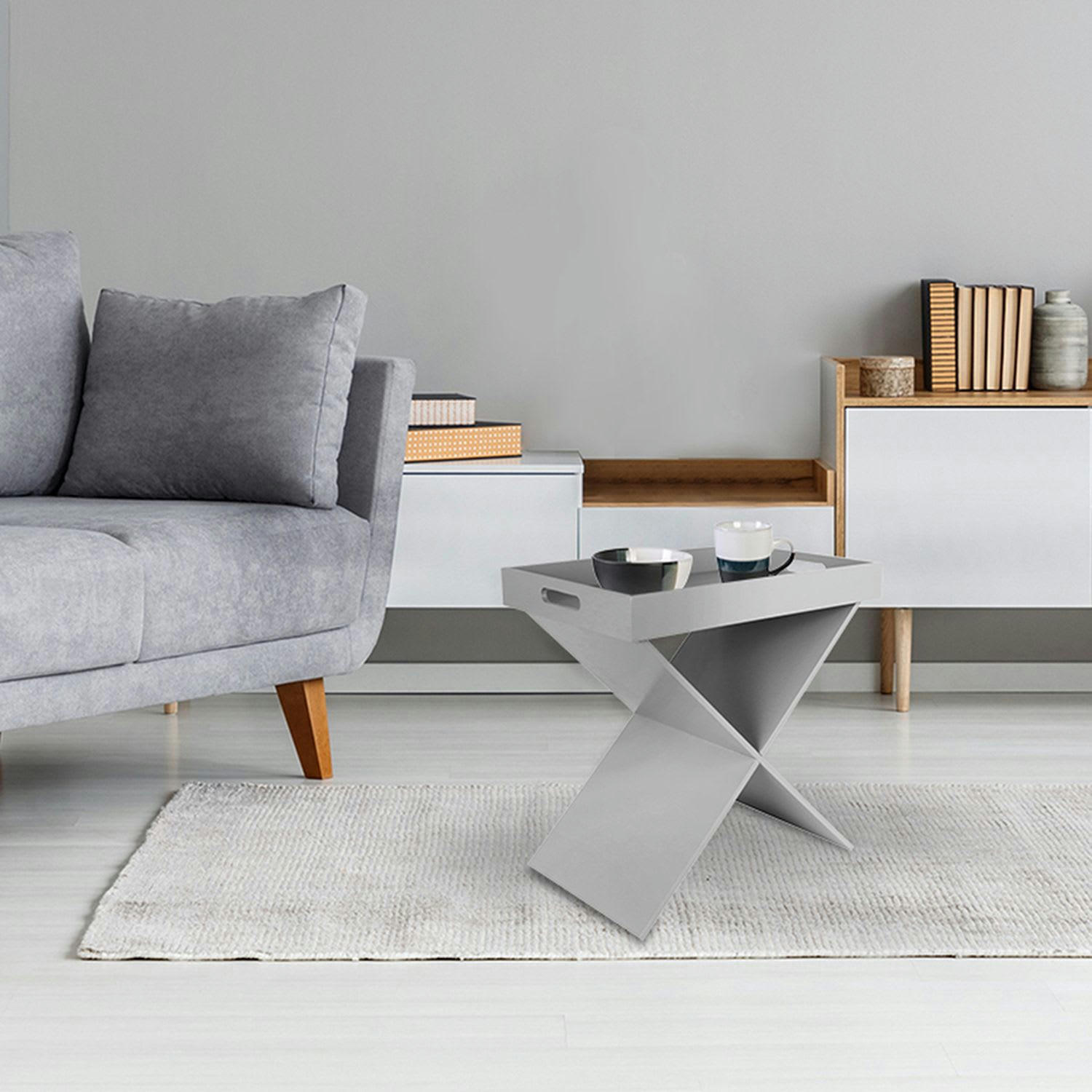 GÉOMÉTRIQUE - Table d'appoint design géométique gris