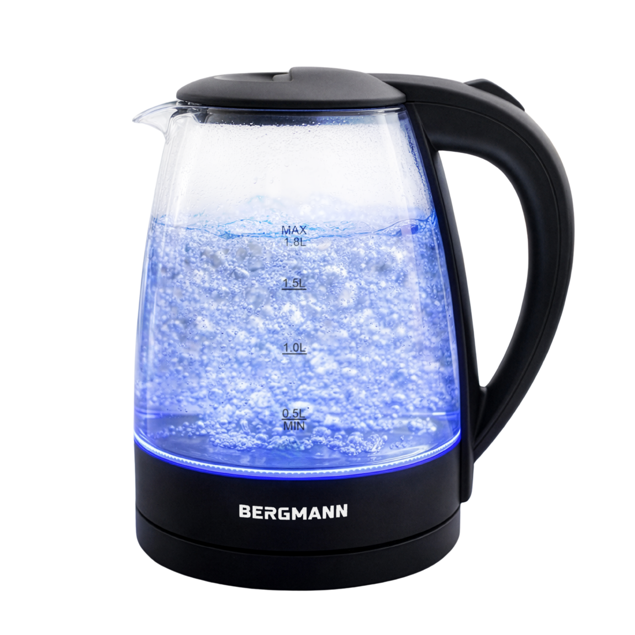 Czajnik Elektryczny Szklany BERGMANN1,8L 2200W Czarny