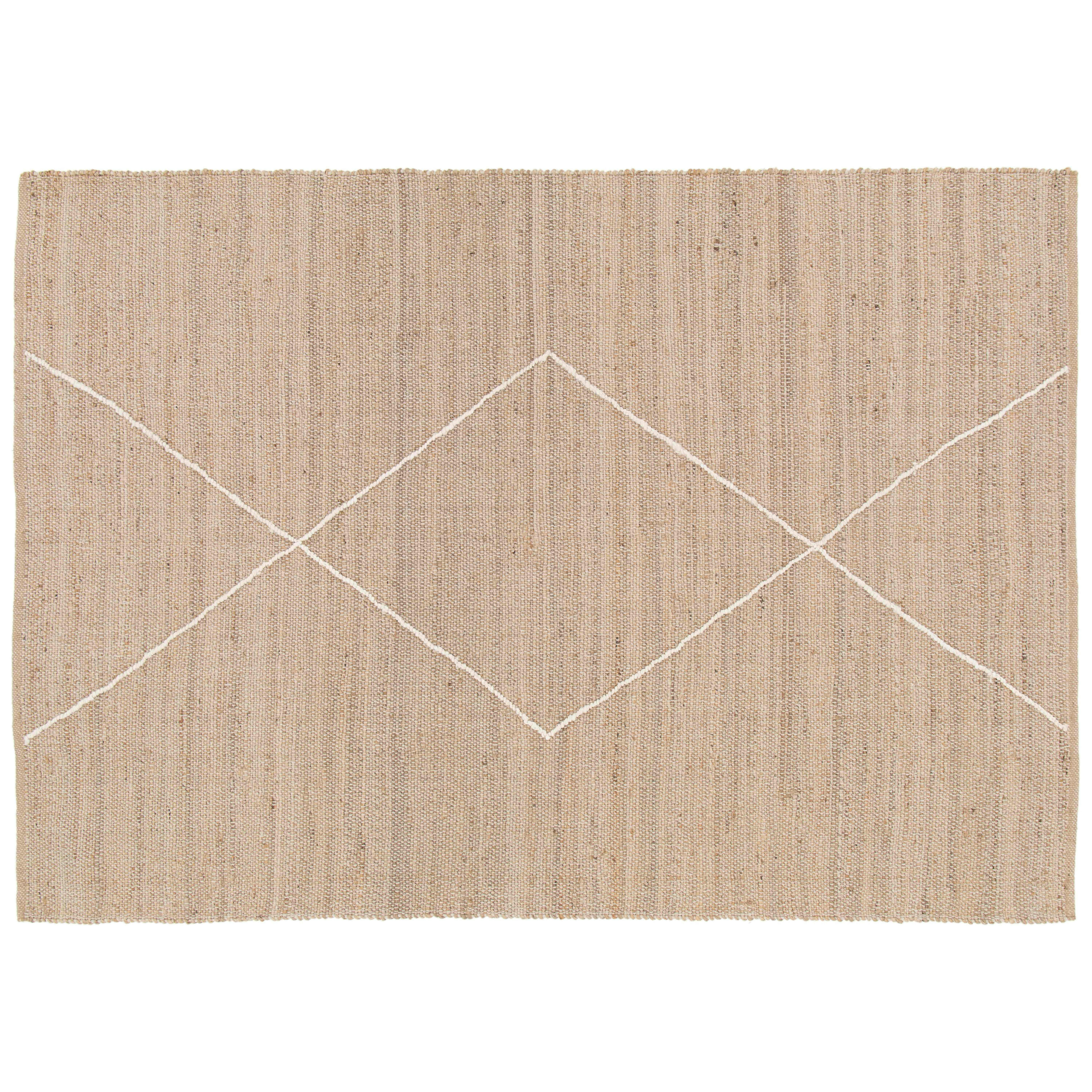 ESHA - Tapis en jute naturel à motif losange tissé main 160 x 230 cm