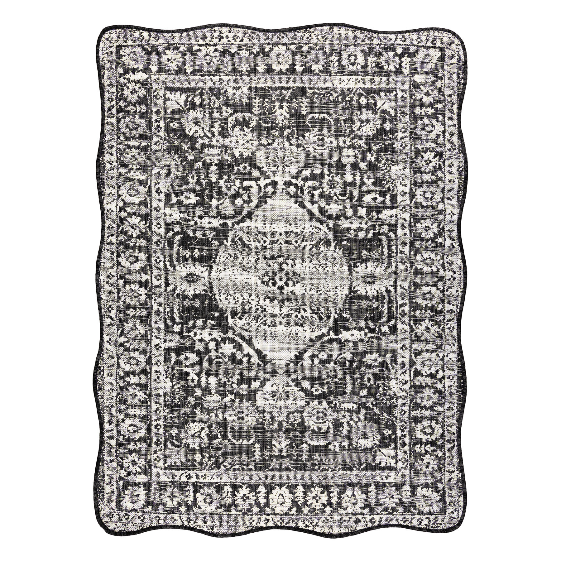 Dywan ORGANIC 2762 sizal Ornament, ramka czarny / beżowy - 120x170 cm