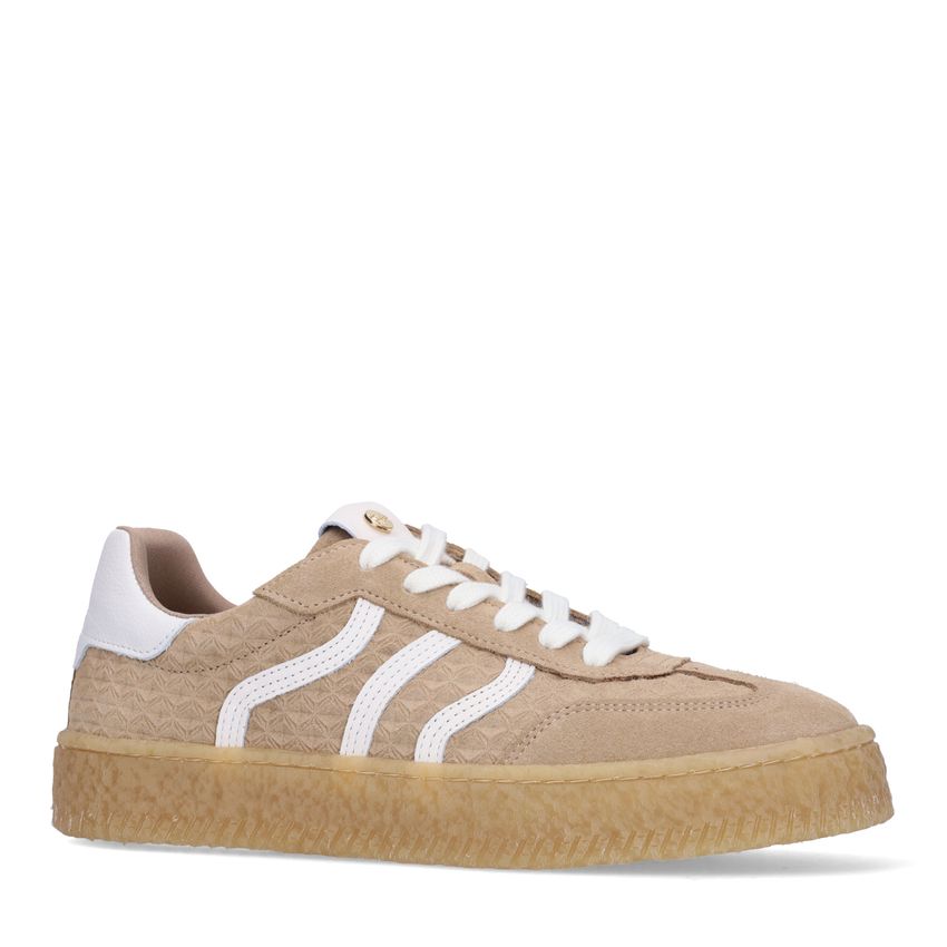 No Stress Taupe leren sneakers