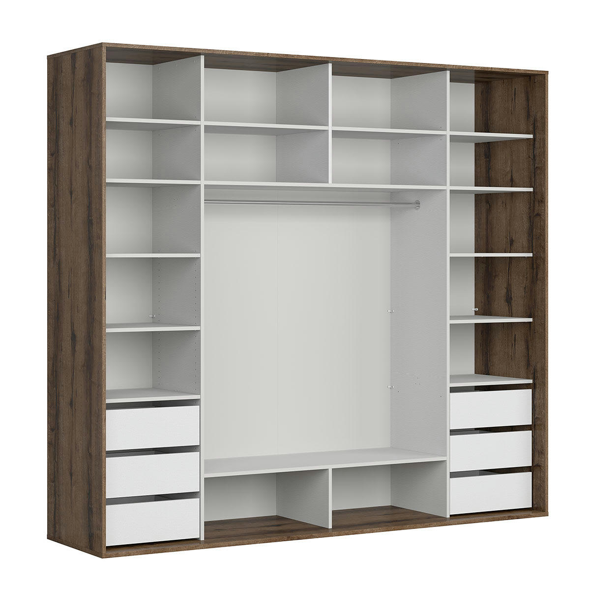 - Armoire 2 portes L260 x H240 cm stratifiés naturel et noir