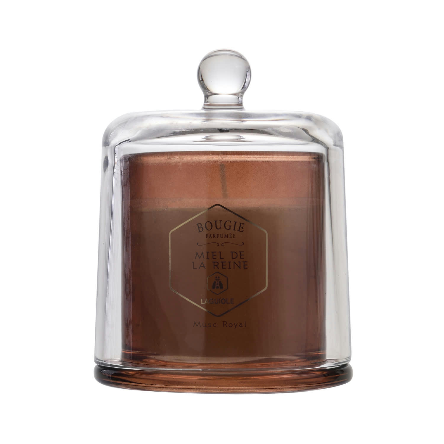 - Bougie parfumée au miel et musc blanc - en verre marron - 145g