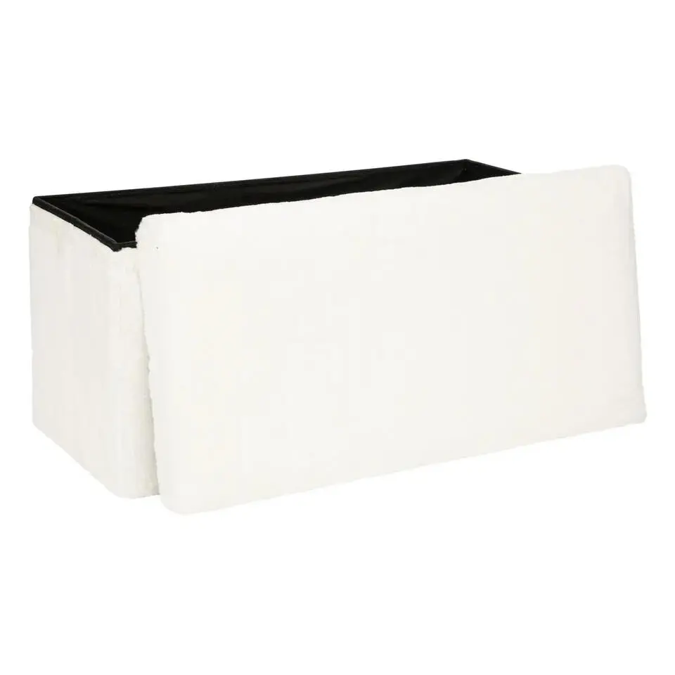 Atmosphera Poef/hocker - opbergbox - wit - PU/MDF - 38 x 38 cm