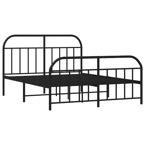 NNEVL Metal Bed Frame with Headboard and Footboard Black 153x203 cm Queen