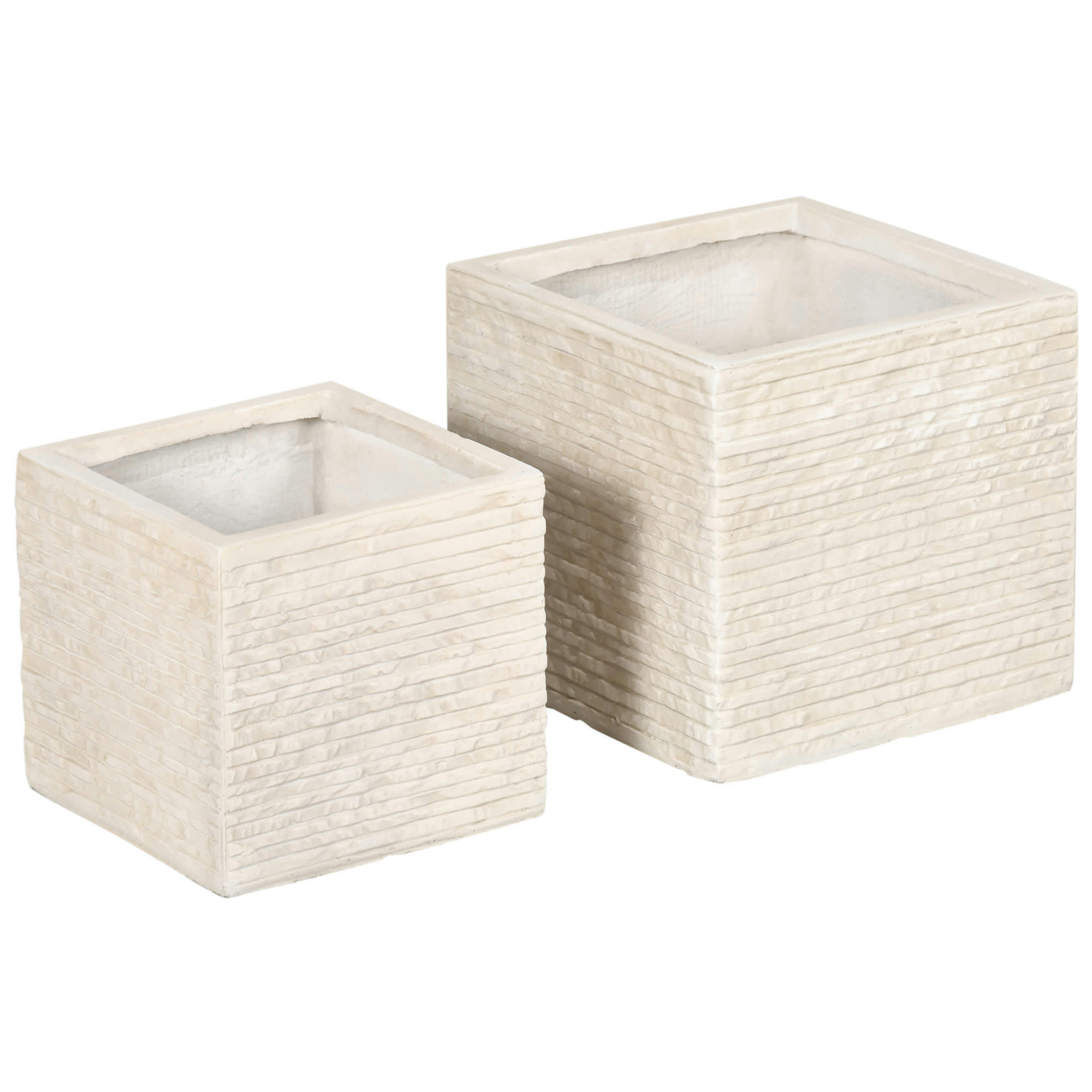 - Lot de 2 pots de fleurs empilables oxyde de magnésium aspect pierre