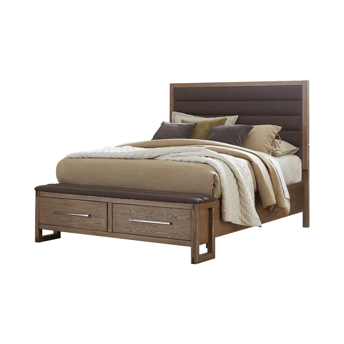 Cole Grey Oak 4-piece Bedroom Set with Glass Top Nightstand